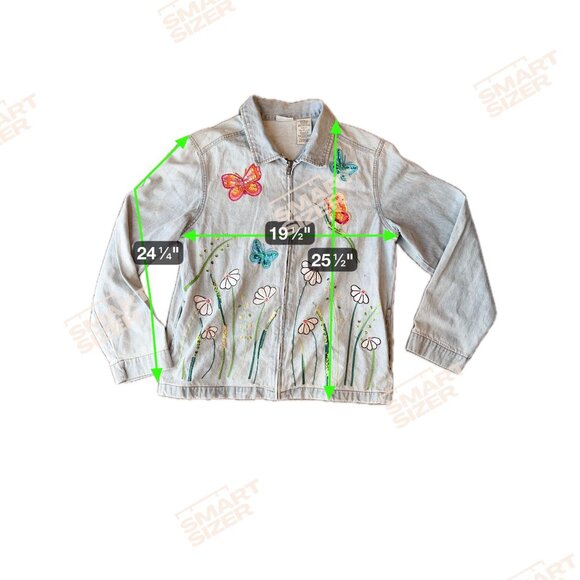 White Stag Y2K Denim Jacket Womens Size M Embroidered Sequined Butterfly Fairy - Picture 2 of 8